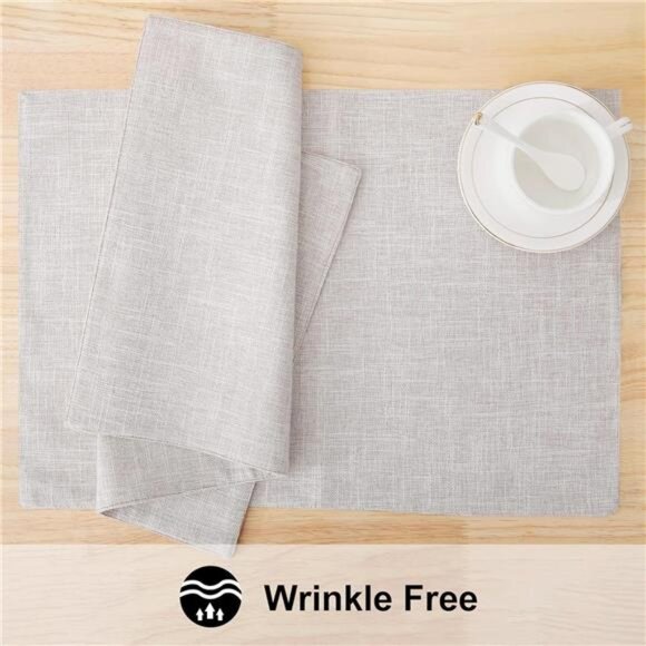 homing Neutral Beige Cloth Placemats Set of 6 – Cotton Linen Blend Washable - Picture 5 of 7